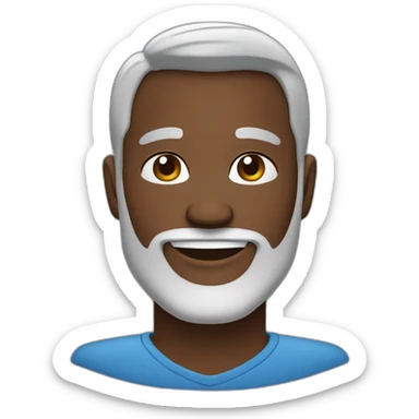 Personal coach with gray and white beard, earrings, beautiful smile, oval face and part on the right side, dark skin color, thick build sticker