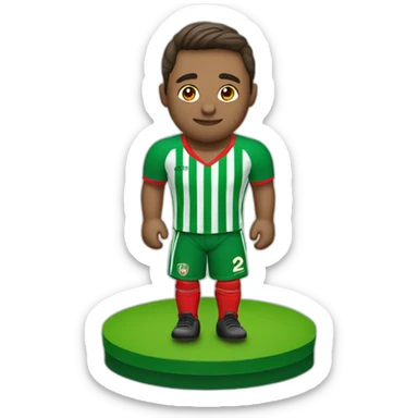 Jugador de fútbol camiseta verde con rayas roja sticker