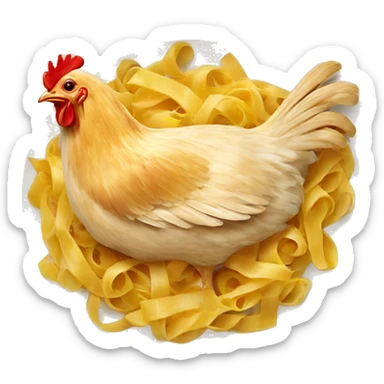 Chicken eating fettuccine sticker