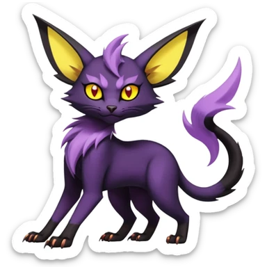 dark edgy dull pointy edgy Noivern-Noibat-Purloin-Torracat-Lykoi-Caracal-cat-Fakemon-fusion-hybrid-creature sticker