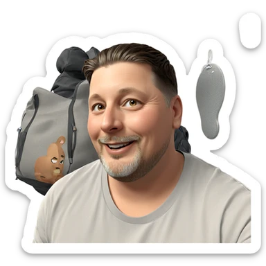 smiling boy with beard sticker