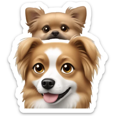 Brunette girl and  two Pomeranian that black and white dog  sticker