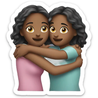 Two girls hugs sticker