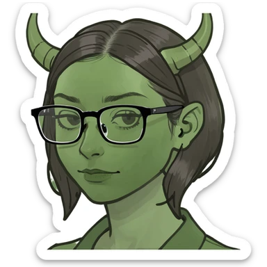 brunette with square glasses and horns sticker