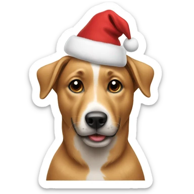 dog wearing a Christmas hat  sticker