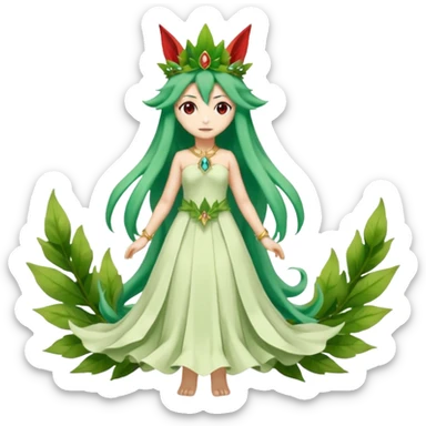 Vulpine-Amaura-Leafeon-Fakémon-Digimon-fusion (full body) sticker