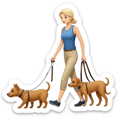 Woman walking a man on a leash with the man on all fours like a dog sticker