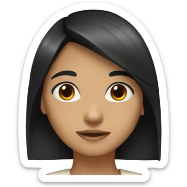 girl with black hair and fringe and brown eyes sticker