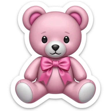 pink bow + teddy bear sticker
