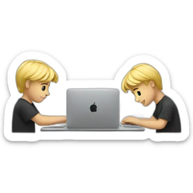 Blonde boy working on MacBook sticker