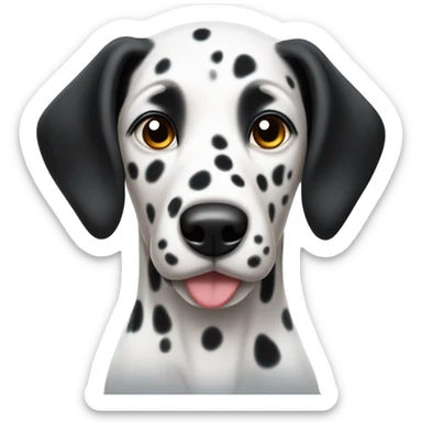 a female Dalmatian with brown eyes and all black ears sticker