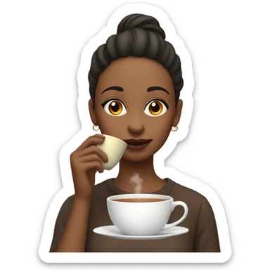 Girl sipping tea sticker