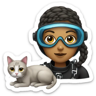 Scuba diving girl with a cat sticker