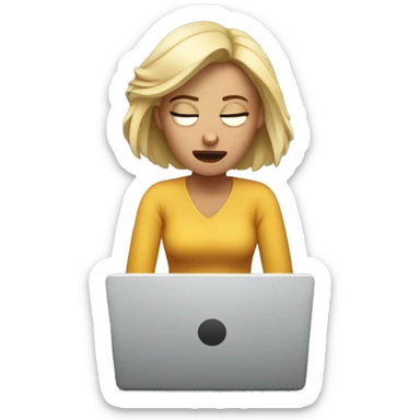 woman using laptop feeling really lethargic sticker