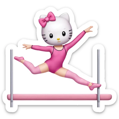 Hello Kitty performing a straight jump in gymnastics sticker