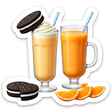 double stuffed Oreos with a glass of orange juice sticker