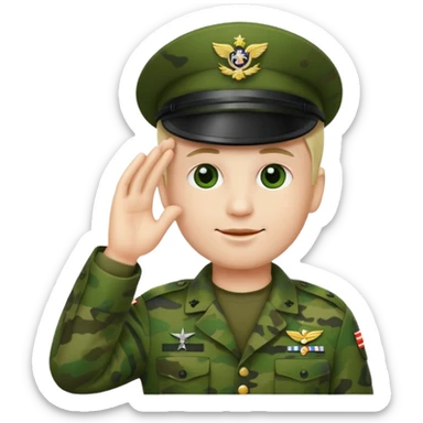 Eine salutierenden Emoji (Hautfarbe: weiß) in Armee Klamotten männlich salutierend sticker