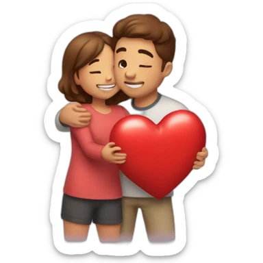 Hug with red heart besties sticker