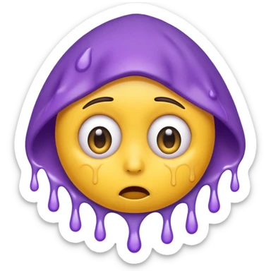 Wide eyes / Shadow to represent fear. make it a yellow emoji with purple sweat dripping down the head sticker