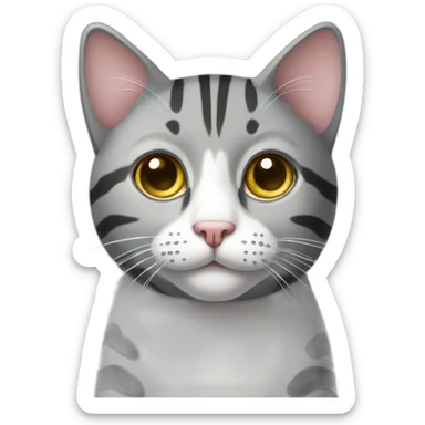 gray striped cat with white spots sticker