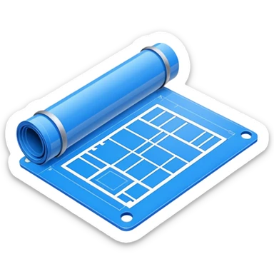 blue construction drawing sticker