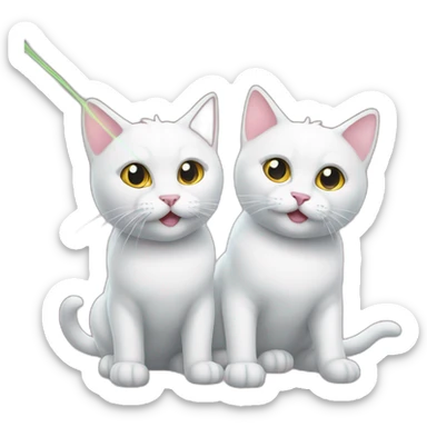 two white cats with laser beams sticker