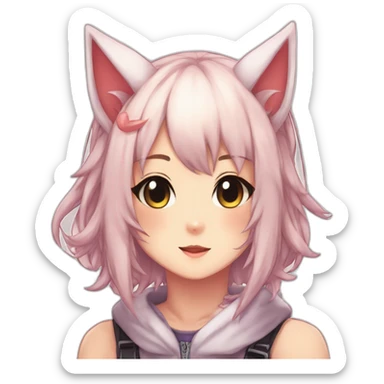 neko cat doujinshi anime girl with horns sticker