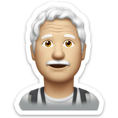 A sallow-skinned, overweight elderly male with white wavy hair. sticker