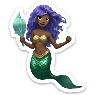 mermaid who fights like h sticker