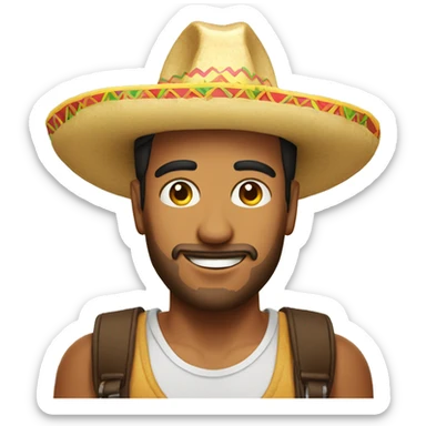 Make a mixed mans with a sombrero hat and a taco sticker