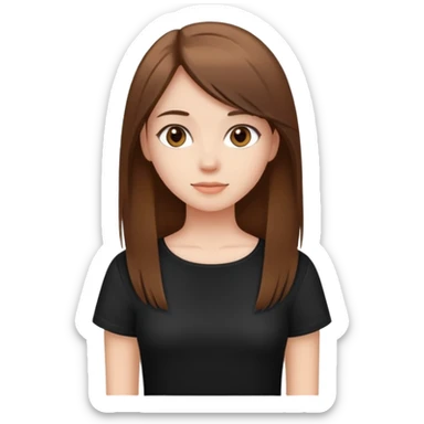 Girl with brown straight hair wearing a black top sticker