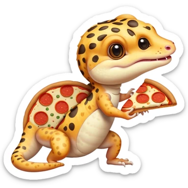 leopard gecko holding slice of pizza sticker