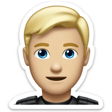 male blonde hair and blues eyed special force soldier with a black uniform sticker
