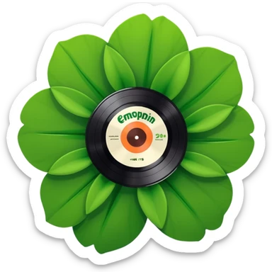 Vinyl record with a flower green point inside sticker