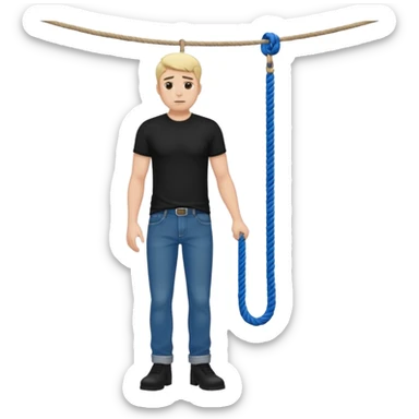 A man standing in the chair and looking at rope before going to suicide  sticker