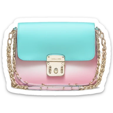 Realistic isolated tiffany blue ,baby pink,and baby blue ombre Michael Kors Handbag.  sticker