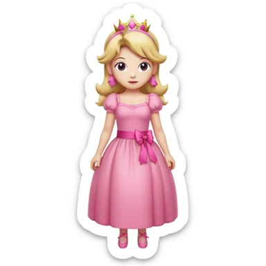 Princess peach full body with a pink ribbon tied to her hair sticker
