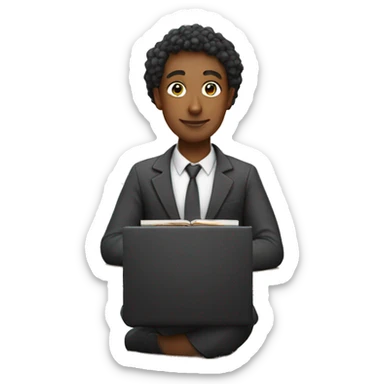Teacher sitting at desk sticker