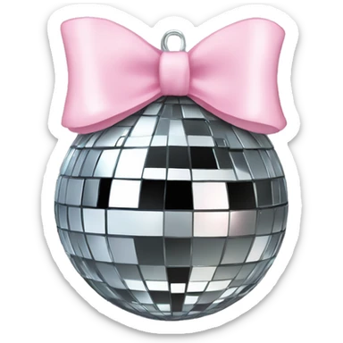 Disco ball with a light pink bow sticker