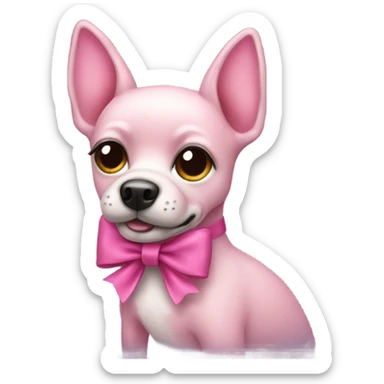 create a pink dog with a bow and lashes  sticker