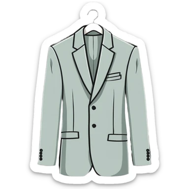 luxurious silk pale beige suit on hanger sticker