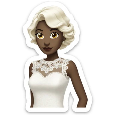 Black chic silk dress white lace outline  sticker