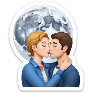 couple kissing under the moon  sticker
