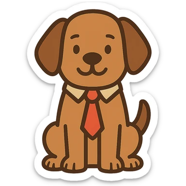 flat toon style dog wearing a tie sticker