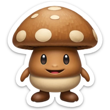 the brown walking goomba mushroom from mario sticker
