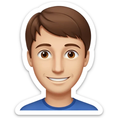 homme brun cheveux long visage mince sourire style européen sticker