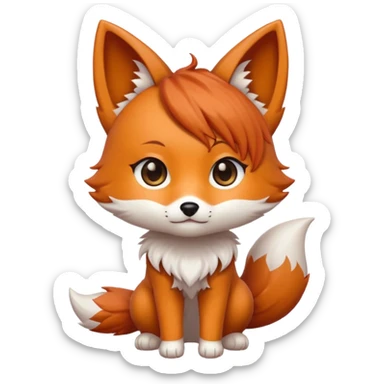 chibi kitsune cute copper hair kawaii sticker
