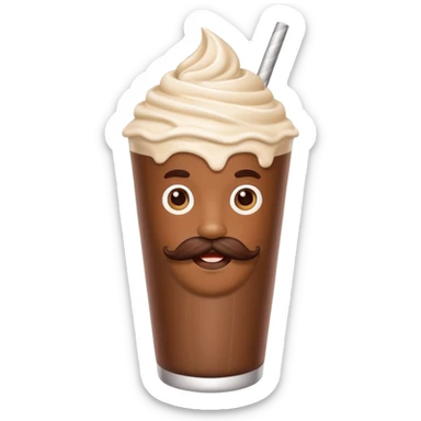 milkshake with a face andmustache sticker