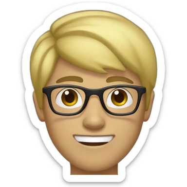 a 17 years old boy with short blonde hair and rectangle glasses  sticker