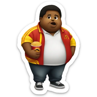 Fat kid with mcdonalds sticker